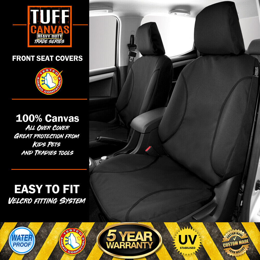 TUFF HD TRADE Canvas Seat Covers 2 Rows For Toyota Hilux GGN KUN TGN 2005-2015 Charcoal