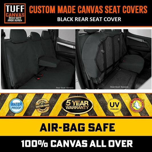 TUFF HD TRADE Canvas Seat Covers Rear For Isuzu Dmax TF Dual Cab 10/2008-05/2012 Black