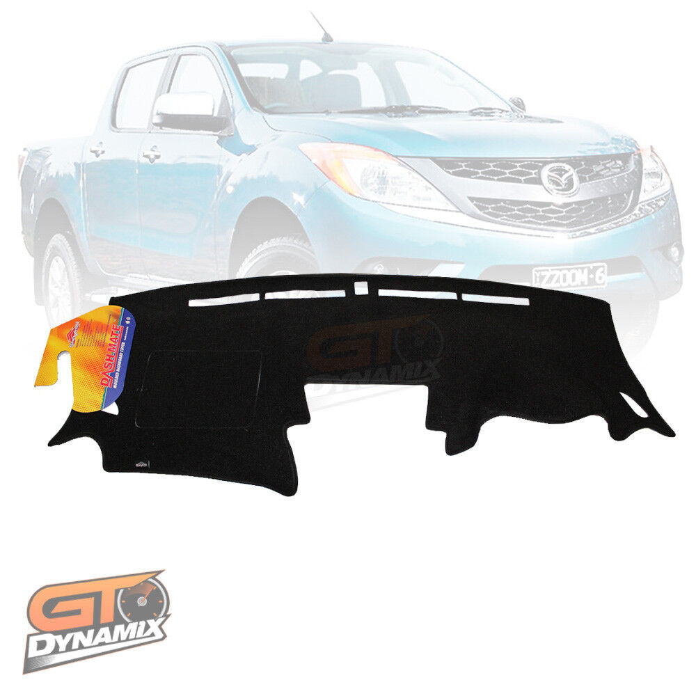 Tuff Canvas Seat Covers 2 Row + Dash Mat For Mazda BT-50 Dual Cab XT XTR 11/2011-2015 Charcoal