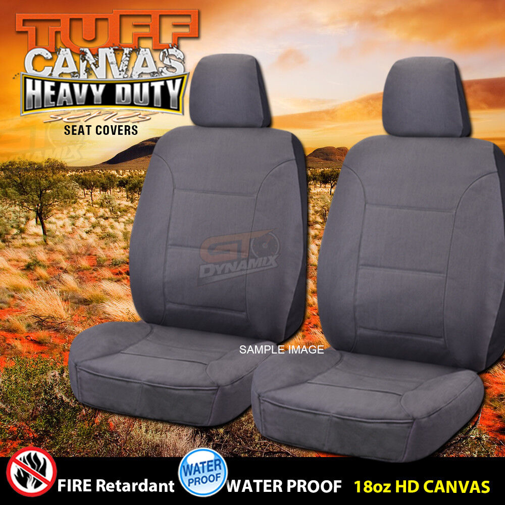 Tuff HD Canvas Seat Covers Front For Mitsubishi Triton MQ Single CAB 2015-2018 2 Buckets Charcoal