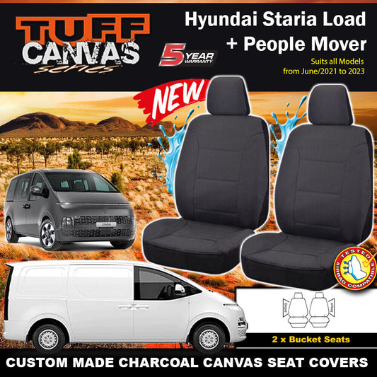 Tuff Canvas Seat Covers Front For Hyundai Staria Load + People Mover Van 6/2021-2023 Charcoal
