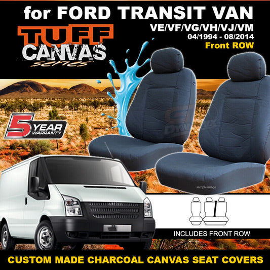 Tuff Canvas Seat Covers Front For Ford TRANSIT VAN VE VF VG VH VJ VM 4 1994-8 2014 Charcoal