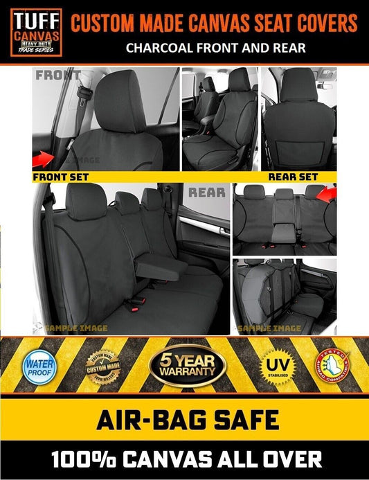 TUFF HD TRADE Canvas Seat Covers 2 Rows For Mazda BT50 UP UR XT 11/2011-7/2020 Charcoal