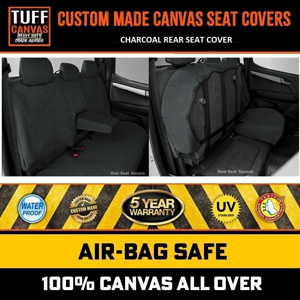 TUFF HD TRADE Canvas Seat Covers Rear For Isuzu Dmax TF Space Cab SX 2012-2020 Charcoal