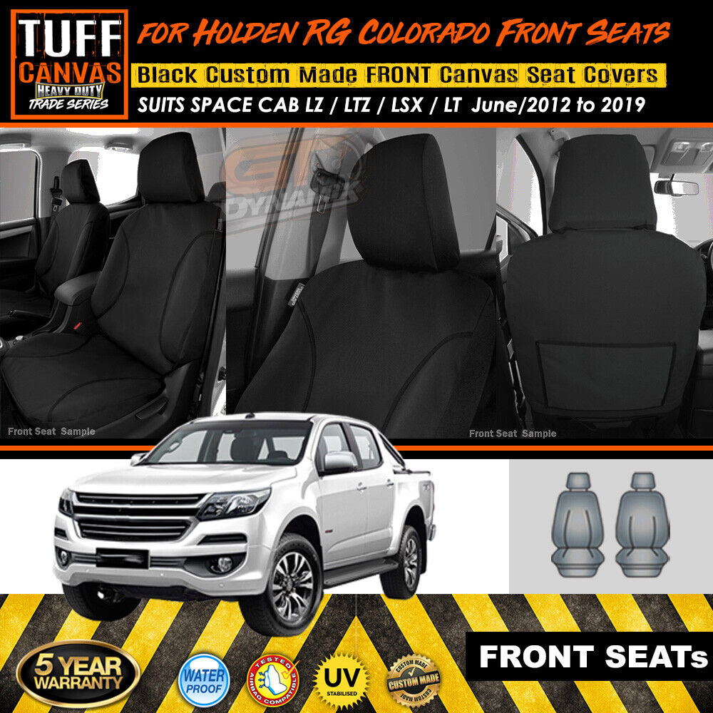 TUFF HD TRADE Canvas Seat Covers Front For Holden RG Colorado Space Cab 6/2012-2019 Black