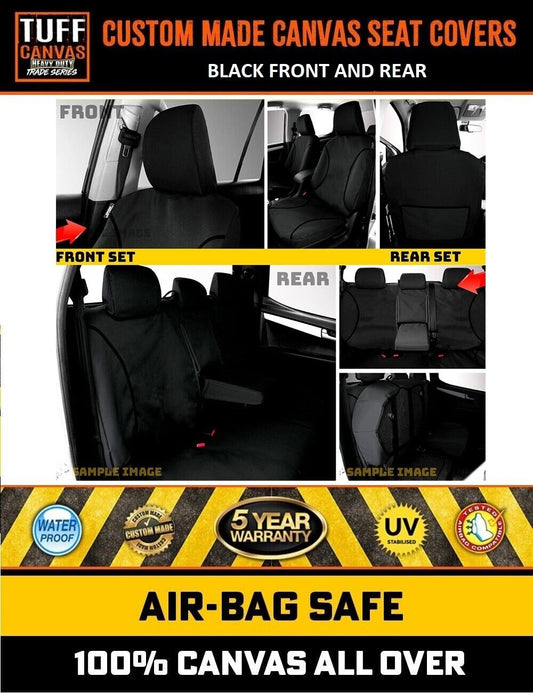 TUFF HD TRADE Canvas Seat Covers 2 Rows For Toyota Hilux GGN KUN TGN 2005-2015 Black