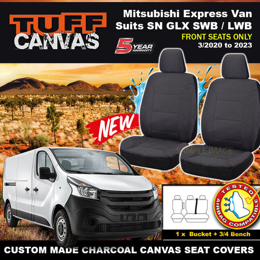 Tuff Canvas Seat Covers Front For Mitsubishi SN Express Van GLX SWB LWB 3/2020-2023 Charcoal