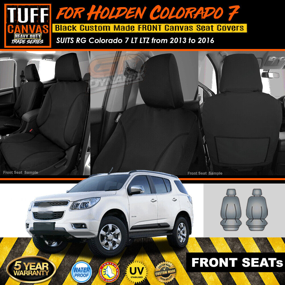 TUFF HD TRADE Canvas Seat Covers Front For Holden RG Colorado 7 LTZ LT 2013-16 in Black