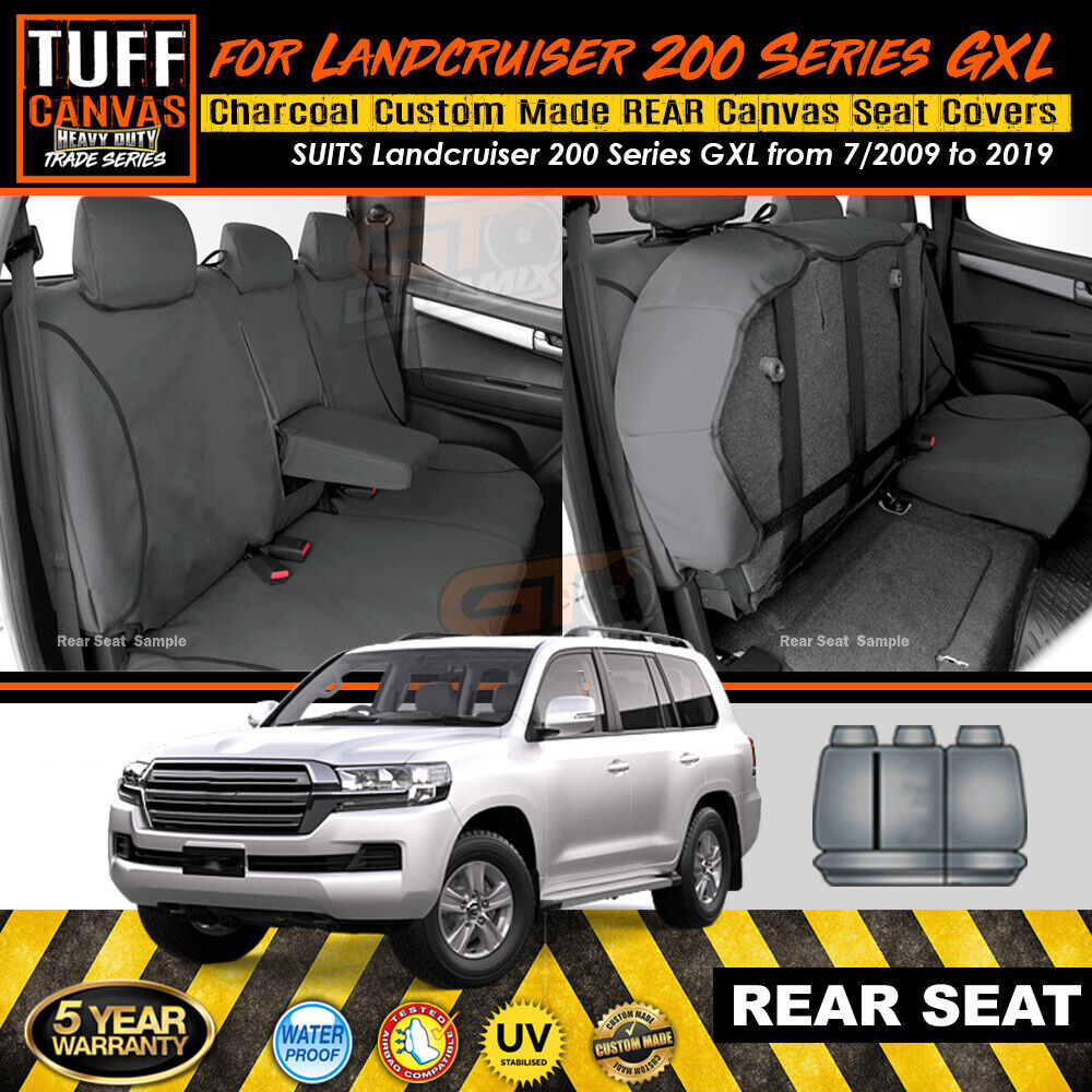 TUFF HD TRADE Canvas Seat Covers 2nd Row For Toyota Landcruiser 200 Series GXL 2009-2019 Charcoal