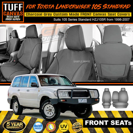 TUFF HD TRADE Canvas Seat Covers Front For Toyota Landcruiser 105 STANDARD 1998-2007 Charcoal