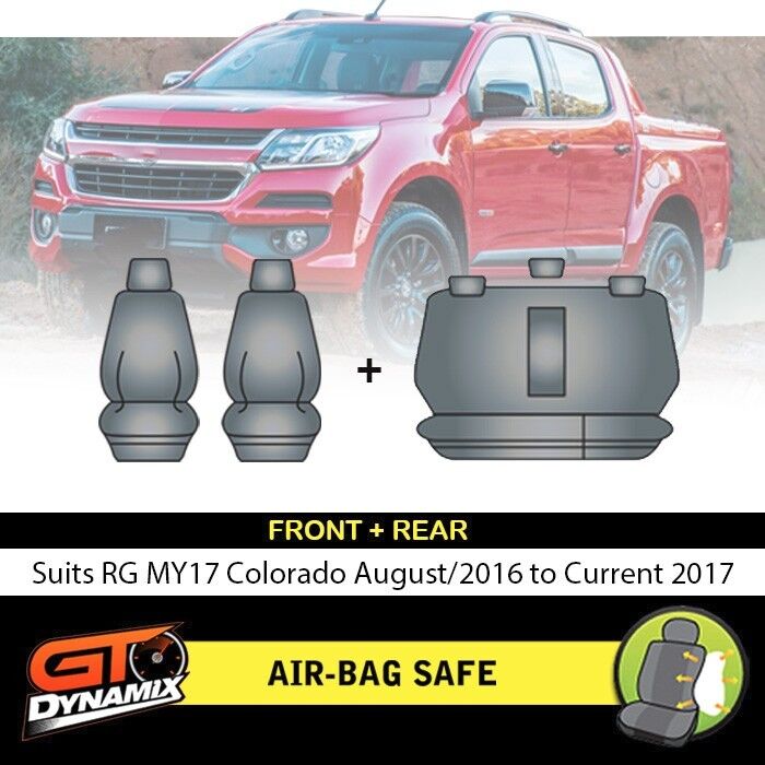 Tuff Canvas Seat Covers 2 Row For Holden Colorado RG CREW Cab LS LT LTZ 9/2016-2018 Black