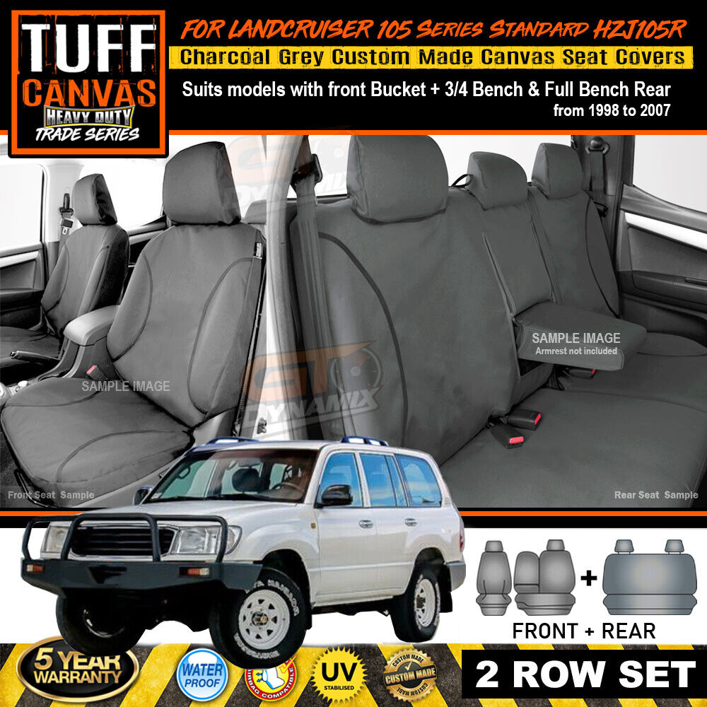 TUFF HD TRADE Canvas Seat Covers 2 Rows For Toyota Landcruiser 105 HZJ105R Charcoal