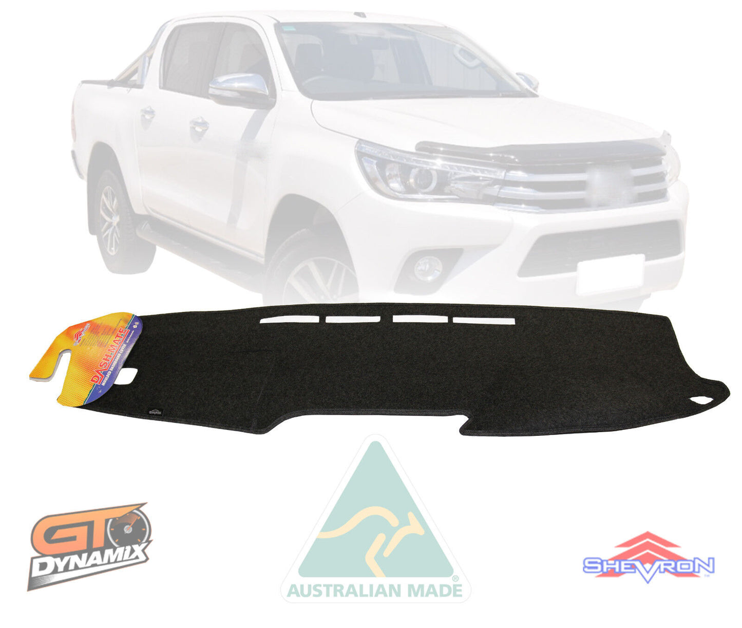 Tuff Canvas Seat Covers Front + Dash Mat For Toyota Hilux Single Cab 10/2015-2024 Black