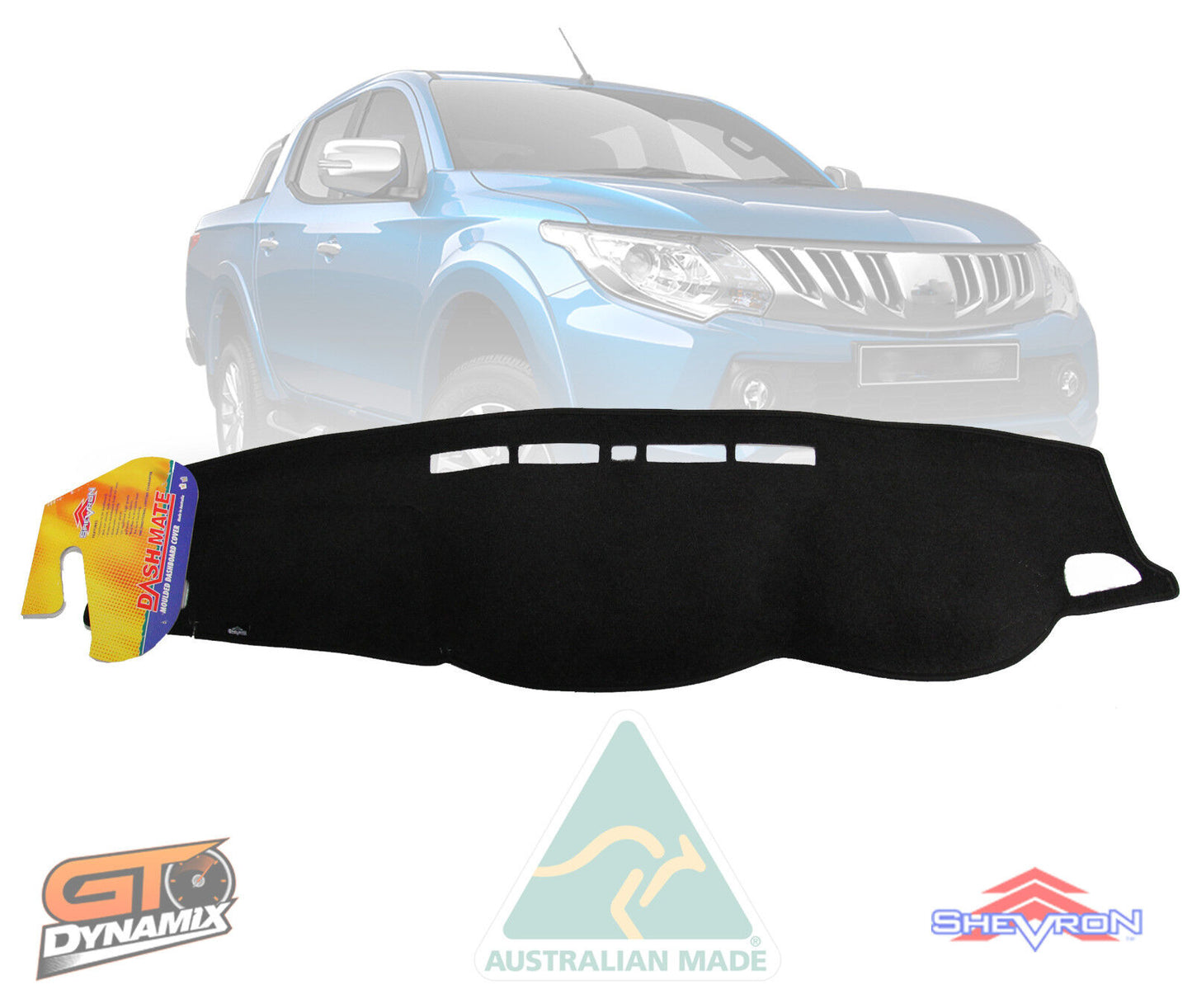 Tuff Canvas Seat Covers 2 Row + Dash Mat For Mitsubishi Triton MQ DOUBLE CAB 05/2015-2018 Black