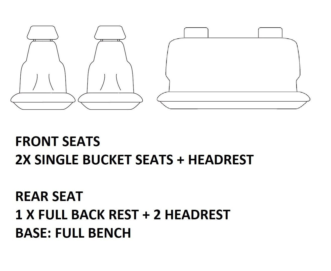 TUFF HD TRADE Canvas Seat Covers 2 Rows For Nissan Navara D23 RX SL ST-X 2017-2020 Black