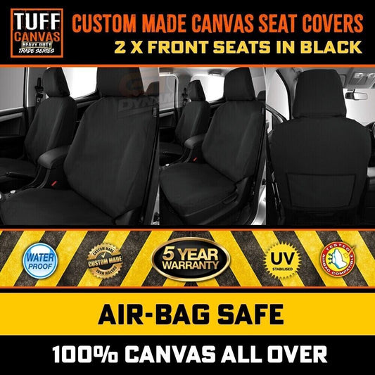 TUFF HD TRADE Canvas Seat Covers Front For Toyota Hilux SR SR5 4X4 4WD 2011-2015 Black