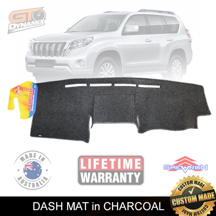 Tuff Canvas Seat Covers 3 Rows + Dash Mat For Toyota Prado Facelift 150 3ROW 10/2013-2018 Charcoal
