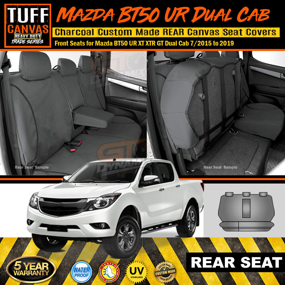 TUFF HD TRADE Canvas Seat Covers Rear For Mazda BT-50 UR XT XTR BT50 9/2015-2020 Charcoal