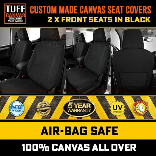 TUFF HD TRADE Canvas Seat Covers Front For Ford Ranger PX PX2 PX3 XLT 2011-2022 Black